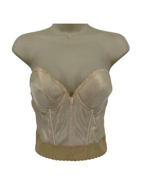 VTG Subtract Women 38B Style 7894 Longline Strapless Corset Bra Beige Underwire
